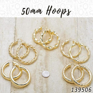 Gold Filled Ring — 25prs of 50mm Diameter Hoop Earrings in $4.00 — main product view — SKU 139506 | Oro Laminado anillo — 25prs of 50mm Diameter Hoop Earrings in $4.00 — SKU 139506