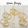 25prs of 50mm Diameter Hoop Earrings in Gold Layered ($4.00) ea