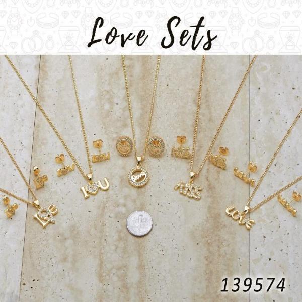 Gold Filled Ring — 18 Love Earring Pendant Necklace Sets in $5.55 — main product view — SKU 139574 | Oro Laminado anillo — 18 Love Earring Pendant Necklace Sets in $5.55 — SKU 139574