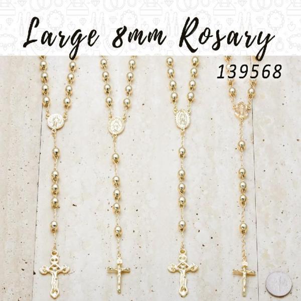 Gold Filled Jewelry — 10 Large 8mm Rosaries in $10.00 ea — main product view — SKU 139568 | Oro Laminado joyería — 10 Large 8mm Rosaries in $10.00 ea — SKU 139568