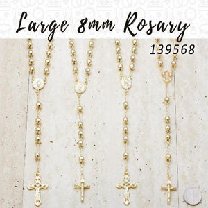 Gold Filled Jewelry — 10 Large 8mm Rosaries in $10.00 ea — main product view — SKU 139568 | Oro Laminado joyería — 10 Large 8mm Rosaries in $10.00 ea — SKU 139568
