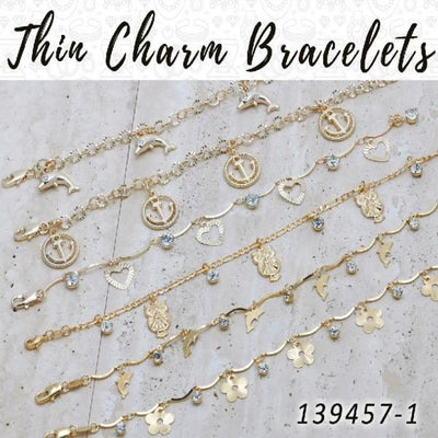 Gold Filled Bracelet — 25 Thin Charm Bracelets in $4.00 ea for wholesale, main product view