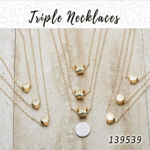Gold Filled Necklace — 15 Triple Layered Necklaces in $6.67 ea — main product view — SKU 139539 | Oro Laminado collar — 15 Triple Layered Necklaces in $6.67 ea — SKU 139539