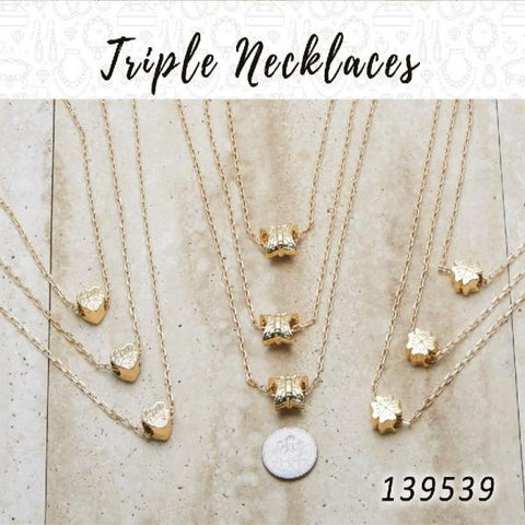 15 Triple Layered Necklaces in Gold Layered ($6.67) ea
