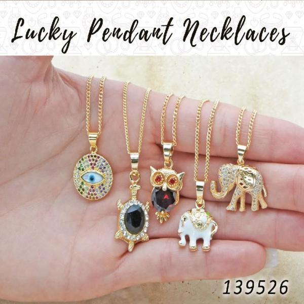 Gold Filled Necklace — 25 Lucky Pendant Necklaces in $4.00 ea — main product view — SKU 139526 | Oro Laminado collar — 25 Lucky Pendant Necklaces in $4.00 ea — SKU 139526