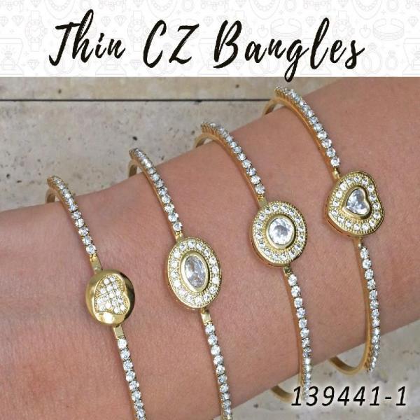 Gold Filled Jewelry — 15 Thin Zirconia Bangles in $6.67 ea — main product view — SKU 139441 | Oro Laminado joyería — 15 Thin Zirconia Bangles in $6.67 ea — SKU 139441
