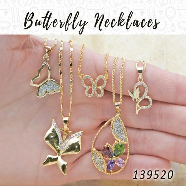 Gold Filled Necklace — 25 Butterfly Necklaces in $4.00 ea — main product view — SKU 139520 | Oro Laminado collar — 25 Butterfly Necklaces in $4.00 ea — SKU 139520