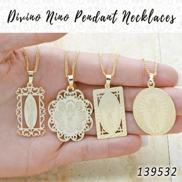 Gold Filled Necklace — 25 Divino Nino Pendant Necklaces in $4.00 ea — main product view — SKU 139532 | Oro Laminado collar — 25 Divino Nino Pendant Necklaces in $4.00 ea — SKU 139532