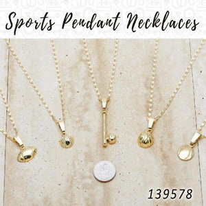 Gold Filled Necklace — 25 Sports Pendant Necklaces in $4.00 ea — main product view — SKU 139578 | Oro Laminado collar — 25 Sports Pendant Necklaces in $4.00 ea — SKU 139578
