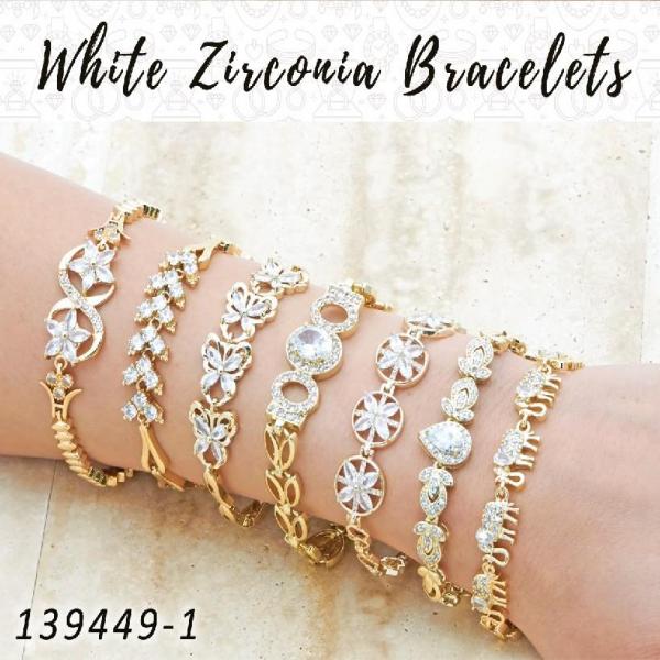 Gold Filled Bracelet — 15 White Zirconia Bracelets in $6.67 ea — main product view — SKU 139449 | Oro Laminado brazalete — 15 blanco Zirconia Bracelets in $6.67 ea — SKU 139449