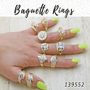 Gold Filled Ring — 12 Baguette Zirconia Rings in $8.33 ea — main product view — SKU 139552 | Oro Laminado anillo — 12 Baguette Zirconia Rings in $8.33 ea — SKU 139552