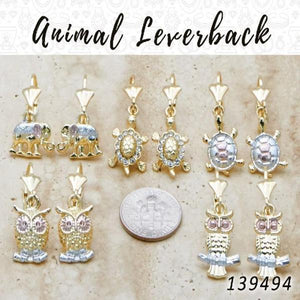 Gold Filled Ring — 35 Animal Leverback Earrings in $2.85 ea — main product view — SKU 139494 | Oro Laminado anillo — 35 Animal Leverback Earrings in $2.85 ea — SKU 139494