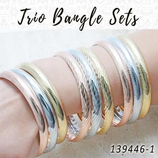 Gold Filled Jewelry — 18 Trio Bangle Sets in $5.55 ea — main product view — SKU 139446 | Oro Laminado joyería — 18 Trio Bangle Sets in $5.55 ea — SKU 139446