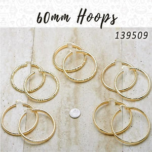 Gold Filled Ring — 22prs of 60mm Diameter Hoop Earrings in $4.54 — main product view — SKU 139509 | Oro Laminado anillo — 22prs of 60mm Diameter Hoop Earrings in $4.54 — SKU 139509