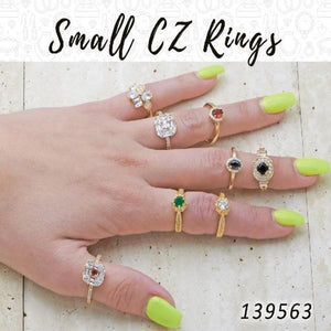 Gold Filled Ring — 20 Small Zirconia Rings in $5.00 ea — main product view — SKU 139563 | Oro Laminado anillo — 20 Small Zirconia Rings in $5.00 ea — SKU 139563