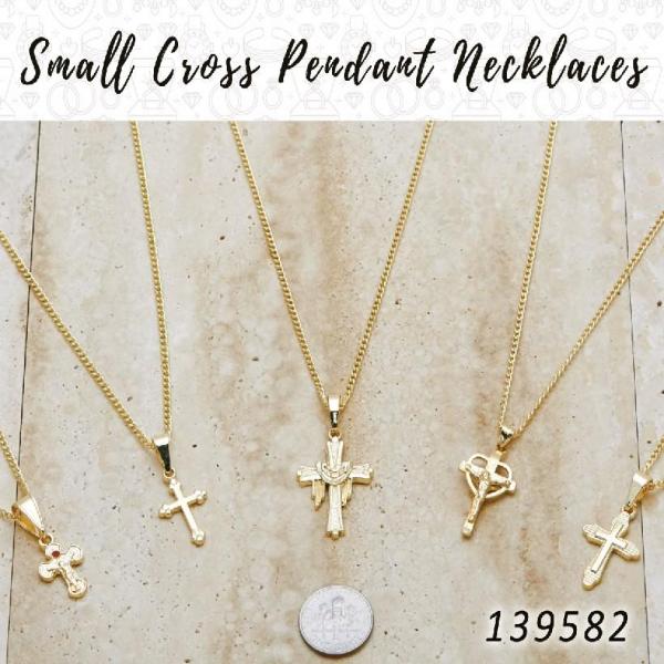 25 pequeños collares colgantes de cruz en capas de oro ($4.00) c/u