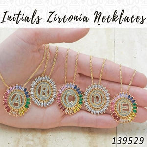 Gold Filled Necklace — 15 Large Initials Zirconia Necklaces in $6.67 ea — main product view — SKU 139529 | Oro Laminado collar — 15 Large Initials Zirconia Necklaces in $6.67 ea — SKU 139529