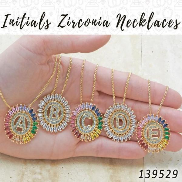 Gold Filled Necklace — 15 Large Initials Zirconia Necklaces in $6.67 ea — main product view — SKU 139529 | Oro Laminado collar — 15 Large Initials Zirconia Necklaces in $6.67 ea — SKU 139529