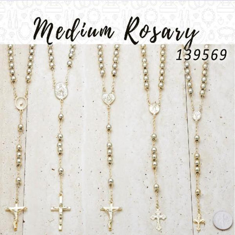 12 rosarios medianos en capas de oro ($8.33) c/u