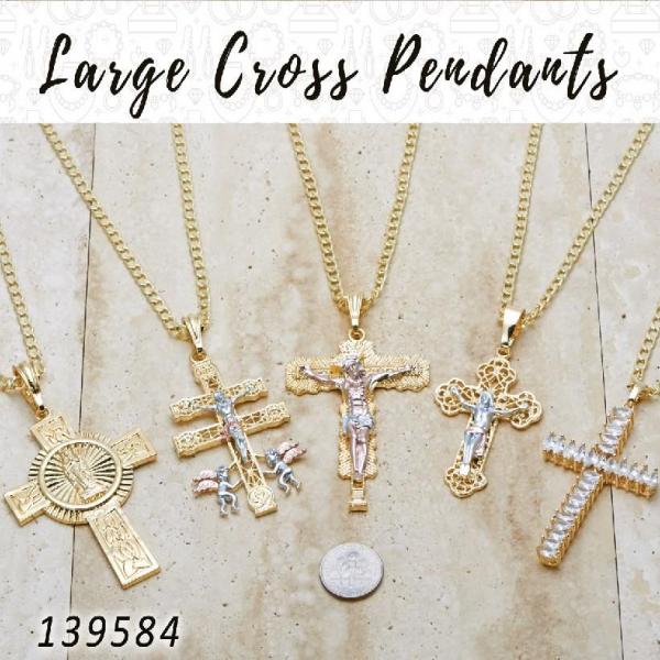 Gold Filled Pendant — Large Cross Pendants in — main product view — SKU 139584.22 | Oro Laminado dije — Large cruz Pendants in — SKU 139584.22