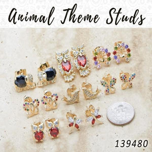 Gold Filled Jewelry — 40 Animal Theme Studs in $2.50 ea — main product view — SKU 139480 | Oro Laminado joyería — 40 Animal Theme Studs in $2.50 ea — SKU 139480