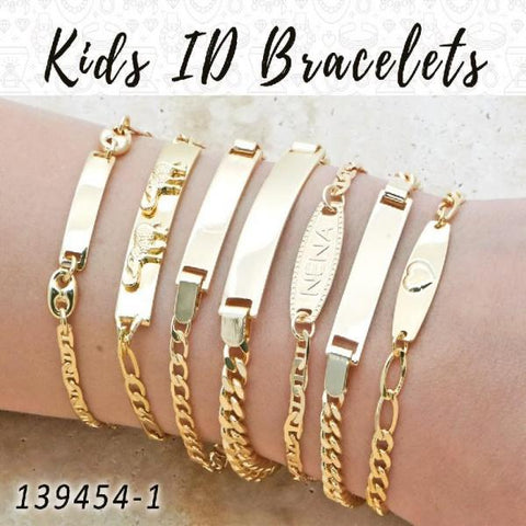 40 pulseras de identificación para niños en capas de oro ($2.50) c/u