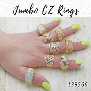 Gold Filled Ring — 10 Jumbo Zirconia Rings in $10.00 ea — main product view — SKU 139566 | Oro Laminado anillo — 10 Jumbo Zirconia Rings in $10.00 ea — SKU 139566