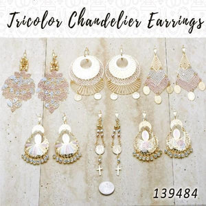 Gold Filled Ring — 20 Tricolor Chandelier Earrings in $5.00 ea — main product view — SKU 139484 | Oro Laminado anillo — 20 Tricolor Chandelier Earrings in $5.00 ea — SKU 139484