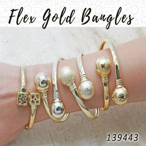 12 brazaletes Flex en capas de oro ($8.33) c/u