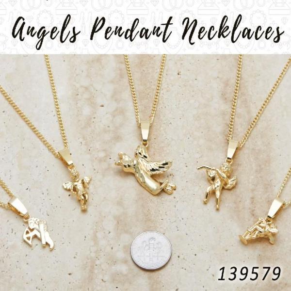 25 collares colgantes de ángeles en capas de oro ($4.00) c/u