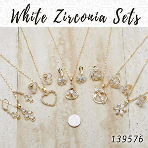 Gold Filled Ring — 15 White Zirconia Earring Pendant Necklace Sets in — main product view — SKU 139576 | Oro Laminado anillo — 15 blanco Zirconia Earring Pendant Necklace Sets in — SKU 139576