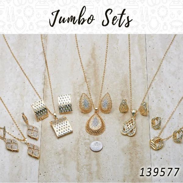 Gold Filled Ring — 15 Jumbo Earring Pendant Necklace Sets in $6.67 — main product view — SKU 139577 | Oro Laminado anillo — 15 Jumbo Earring Pendant Necklace Sets in $6.67 — SKU 139577