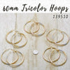 22prs of 60mm Diameter Tricolor Hoop Earrings in Gold Layered ($4.54) ea