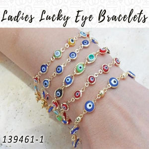 Gold Filled Bracelet — 25 Ladies Lucky Eye Bracelets in $4.00 ea — main product view — SKU 139461 | Oro Laminado brazalete — 25 Ladies Lucky Eye Bracelets in $4.00 ea — SKU 139461