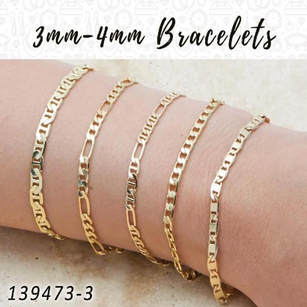 25pcs of 3mm and 4mm Basic Bracelets in Gold Layered ($4.00) ea