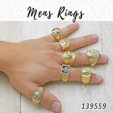 12 Men's Rings in Gold Layered ($8.33) ea