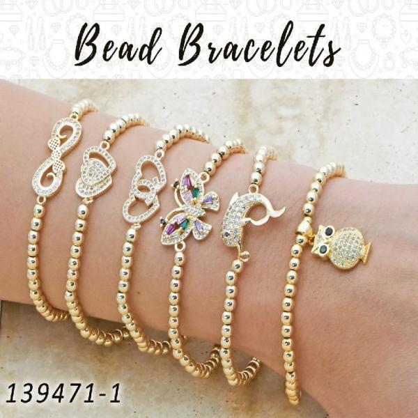Gold Filled Bracelet — 15 Expandable Bead Bracelets in $6.67 ea — main product view — SKU 139471 | Oro Laminado brazalete — 15 Expandable Bead Bracelets in $6.67 ea — SKU 139471